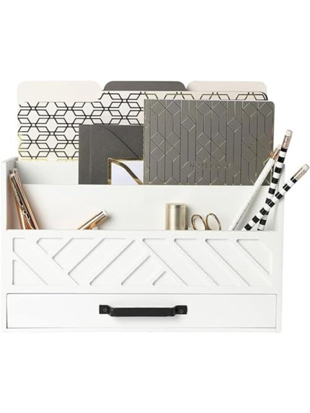 Wood Mail Organizer Desktop Letter Sorter Desk Storage Drawer Office Organizer